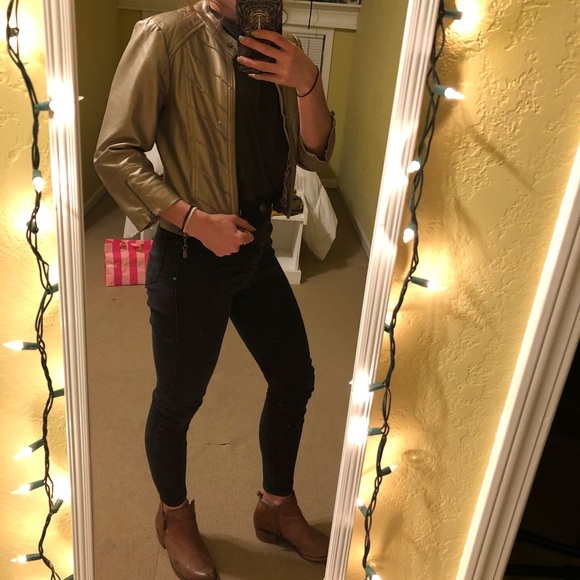 Gold/Tan Daytrip Leather Jacket Small - Picture 2 of 5